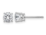 0.88 Carat (ctw) Synthetic Moissanite Solitaire Earrings 5.0mm in 14K White Gold (1 Carat Diamond Look)